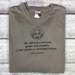Vintage Y2k Albert Einstein Difference Between Stupid & Genius T-shirt